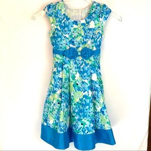 Jona Michelle Green and Blue Floral Party  Dress